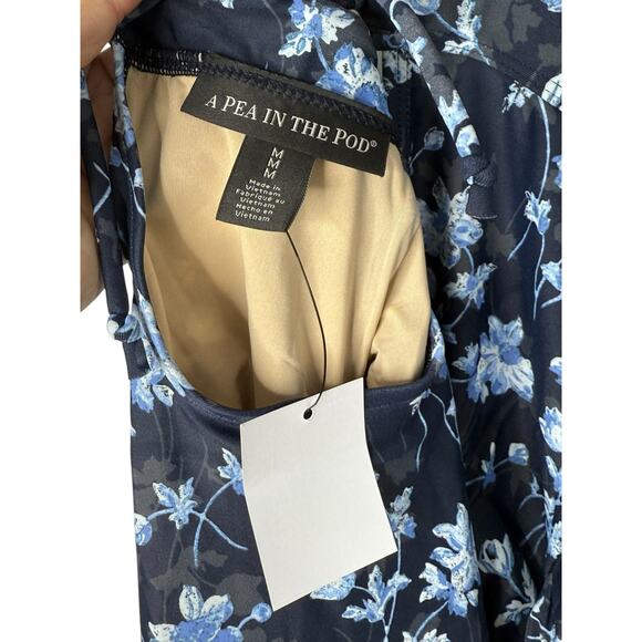 NWT A Pea in the Pod Ruffled Maternity Floral Swimsuit Dark Blue Size M - Picture 4 of 8